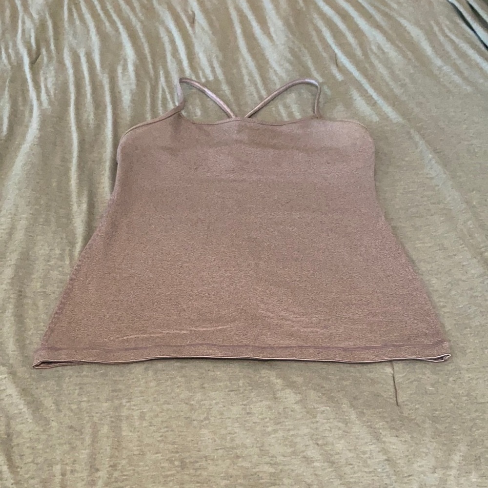 Lululemon Maroon Striped Tank Top with Built-In Shelf Bra – Size 8